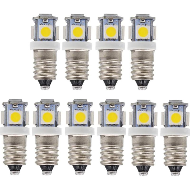 Lot De 10 Ampoules Led E10 9 V Blanc Froid 5smd 5 W (blanc Froid, 9 V)