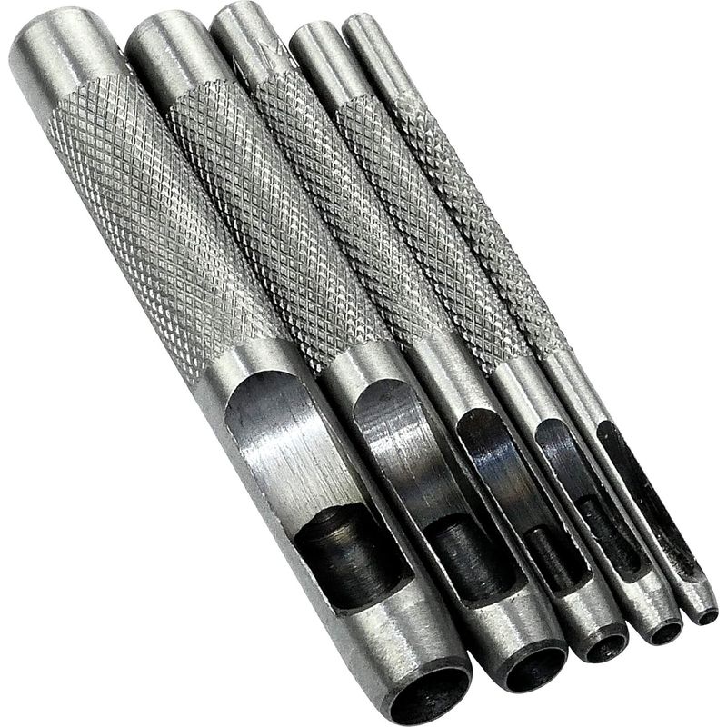 Lot De 5 Outils De Poinçonnage/outil Perforateur/perforatrice De 2/3/4/6/8mm - Poinçon Creux Pour Faire Des Trous - Ceinture/cuire/liège/tissu/bracelet De Montre - Marteau - Acier