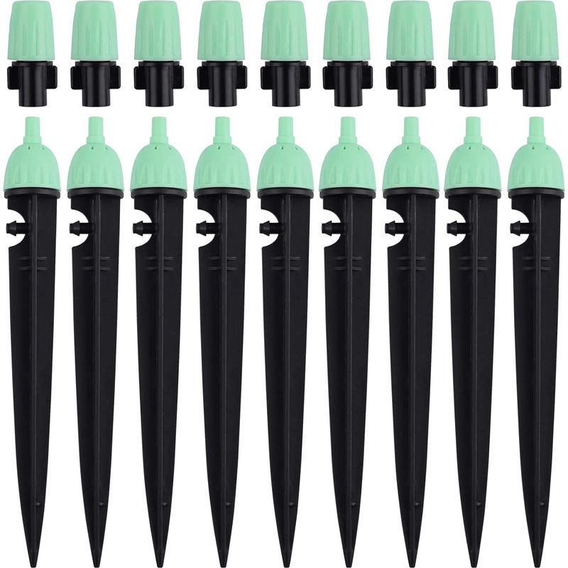 Goutteurs D'Irrigation Avec Connecteur, 20 Pièces Arroseurs À Débit D'Eau Réglables À 360 Degrés 2 En 1 Goutteur Pour Système D'Arrosage Goutte À Goutte (vert)