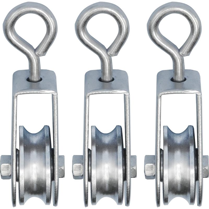 Lot De 3 Mini Poulies Avec Roulements À Billes – Charge 30kg – Ø 28mm Pour Corde De 6mm – Acier Galvanisé Antirouille