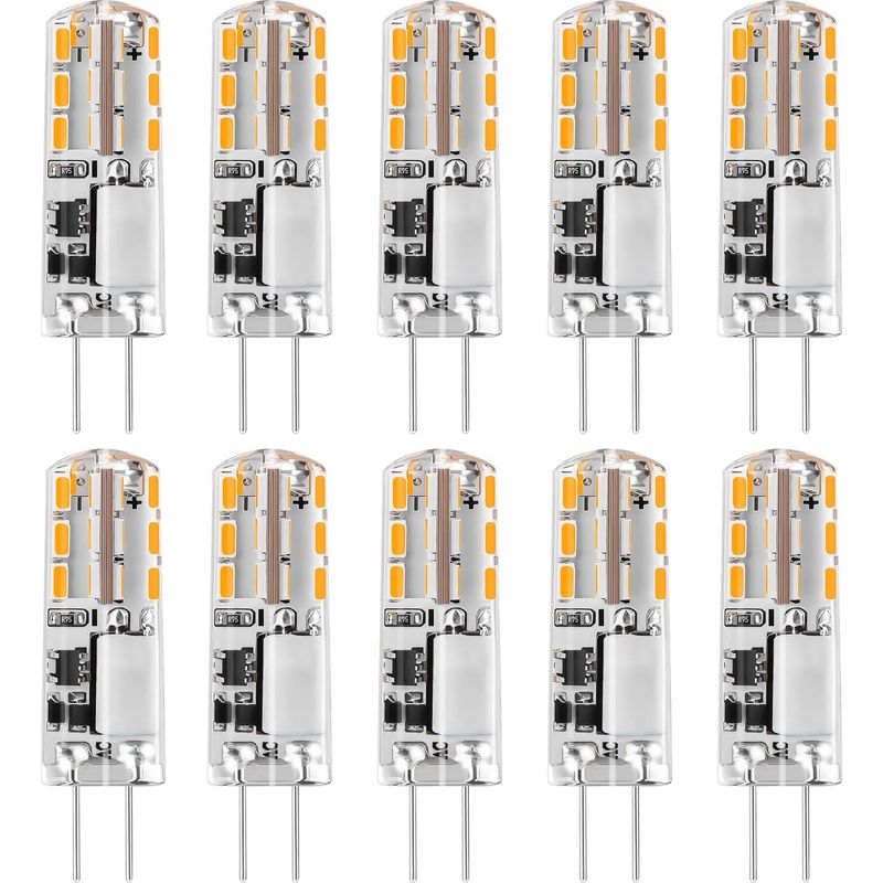 Ampoules Led G4 12v Ac/dc Blanc Chaud 3000k 120lm,2 W，15-20w Halogène G4 Capsule De Remplacement À Deux Broches Type Jc À Économie D'Énergie,non Variable Lumière（10 Pcs）