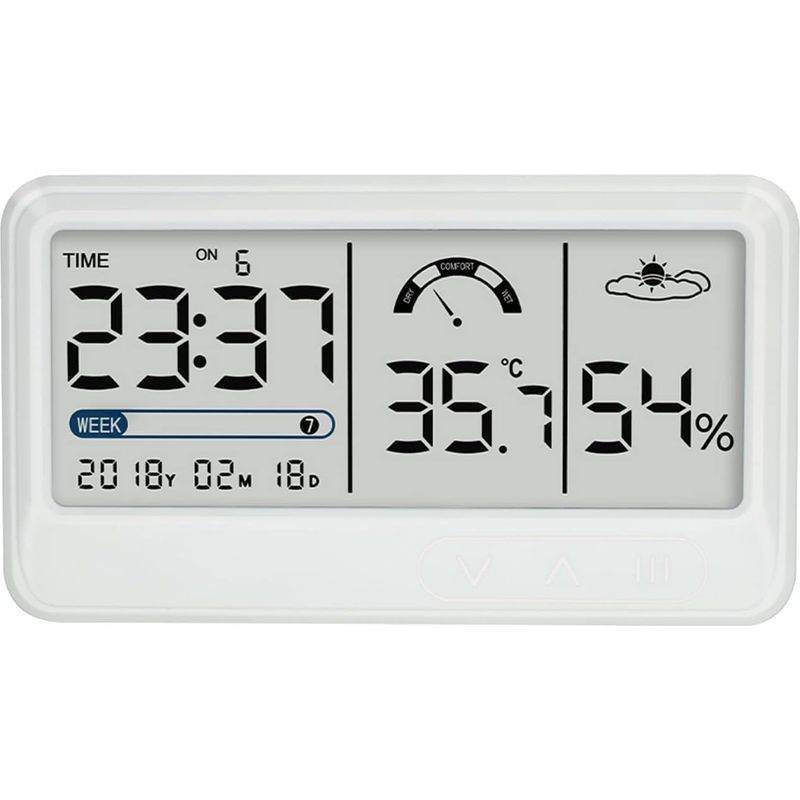 Hygromètre Numérique Jauge Électronique De Température Et D'Humidité Avec Affichage De L'Heure Et De La Date Lcd Thermomètre D'Intérieur Hygromètre Avec Support Pour Serre De Jardin