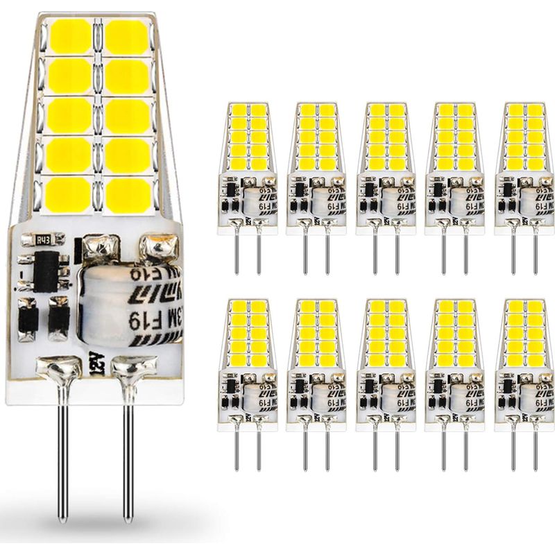Ampoule Led G4 12vac/dc, Blanc Froid 6000k 2w 220lm, Ampoules D'Éclairage Équivalent À 20w Halogène, Non Dimmable,10 Pièces [classe Énergétique E]