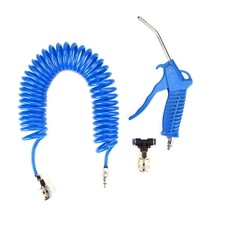 Soufflette Camion Soufflette Pneumatique Avec Tuyau De Spirale De 5 Mètres Kit De Nettoyage De Pistolet À Air Pour Camion Avec Connecteur En T, Noir