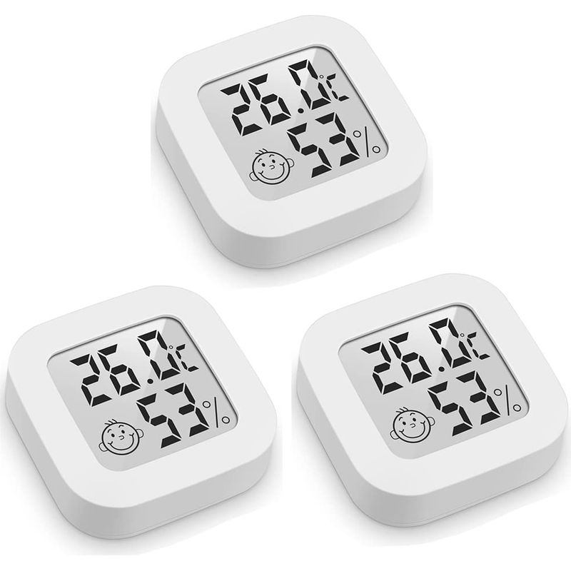 Thermomètre Hygrometre Intérieur, 3pcs Mini Lcd Thermomètre Hygromètre Digital À Haute Précision, Thermomètre D'Intérieur Exterieur Mural Pour Maison Pour Maison, Bureau, Chambre Bébé, Couveuse Cave