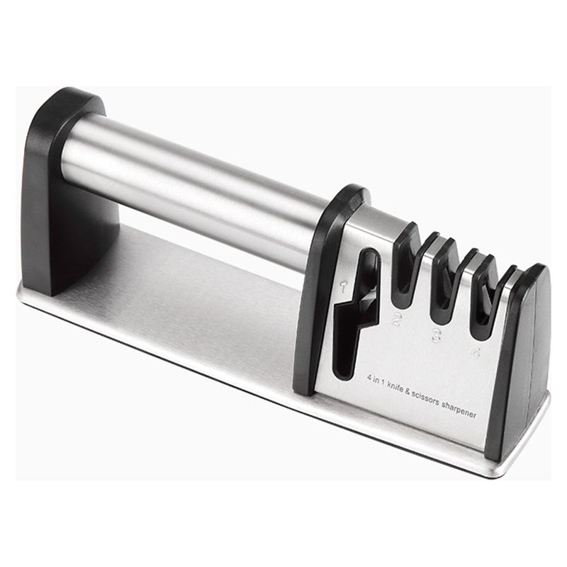 Aiguiseur Couteaux 4 En 1, Affûteur De Couteaux Professionnel Affutage Couteaux, Affûteurs Manuels Knife Sharpener Pour Couteaux De Cuisine, Ciseaux (base Anti-dérapante)