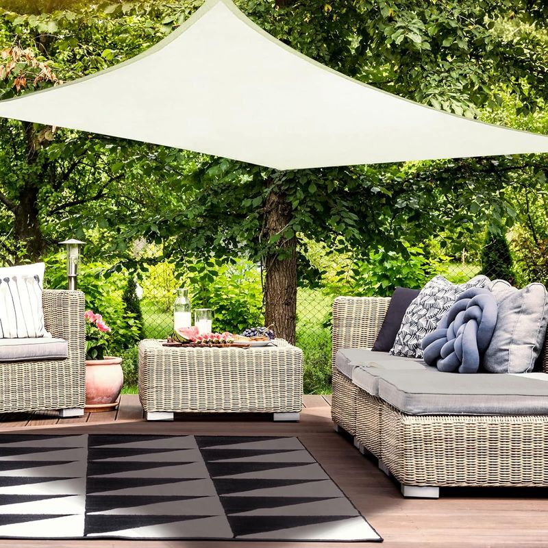 Voile D'Ombrage Imperméable Rectangulaire 2x3m – Tissu Pes 420d Résistant À L'Eau – Protection 98% Uv – Installation Facile Avec Cordes De Fixation 1000 Pcs