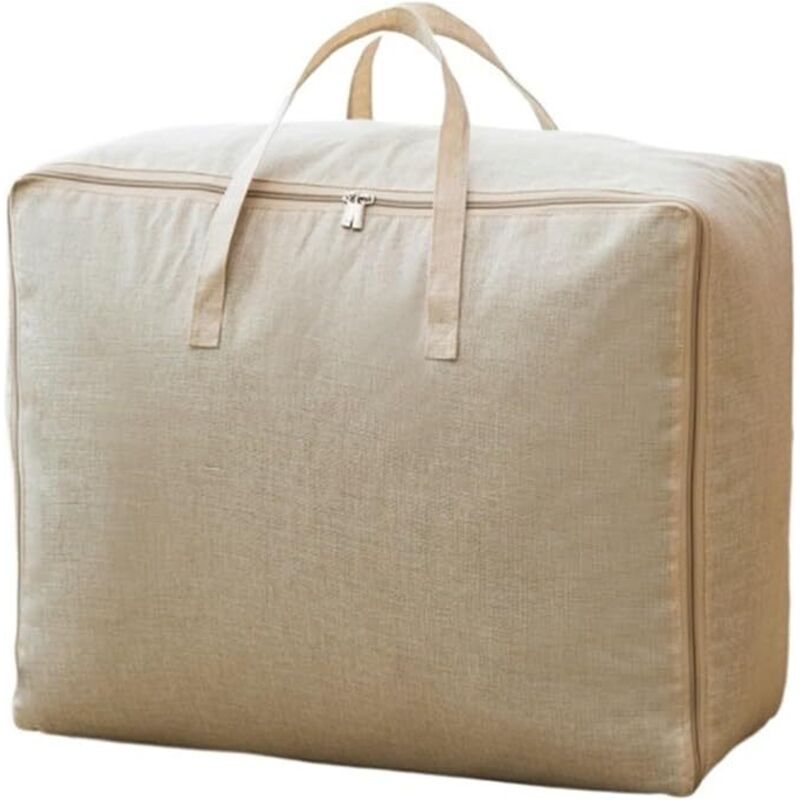 Lot De 2, Sac De Rangement Pour Couette En Épais, Sac Rangement Vetement Sous Lit Housse Rangement Couette Avec Poignée Renforcée Pour Édredons Couvertures Oreillers Vestes, Beige,60x45x26cm