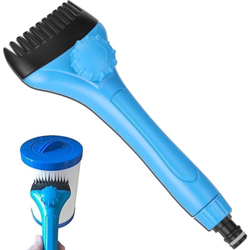 Brosse De Nettoyage De Filtre De Piscine, 25cm Nettoyeur À Jet Portatif Outil De Brosse De Nettoyage De Cartouche De Filtre De Piscine - Avec Tête De Brosse Amovible Et Connecteur De Tuyau