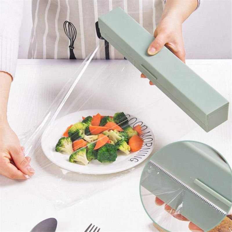 Distributeur Et Coupe-film, Distributeur De Film Plastique, Distributeur De Film Plastique Pour Film Plastique, Papier D'Aluminium, Accessoires De Restaurant De Cuisine À Domicile (bleu）