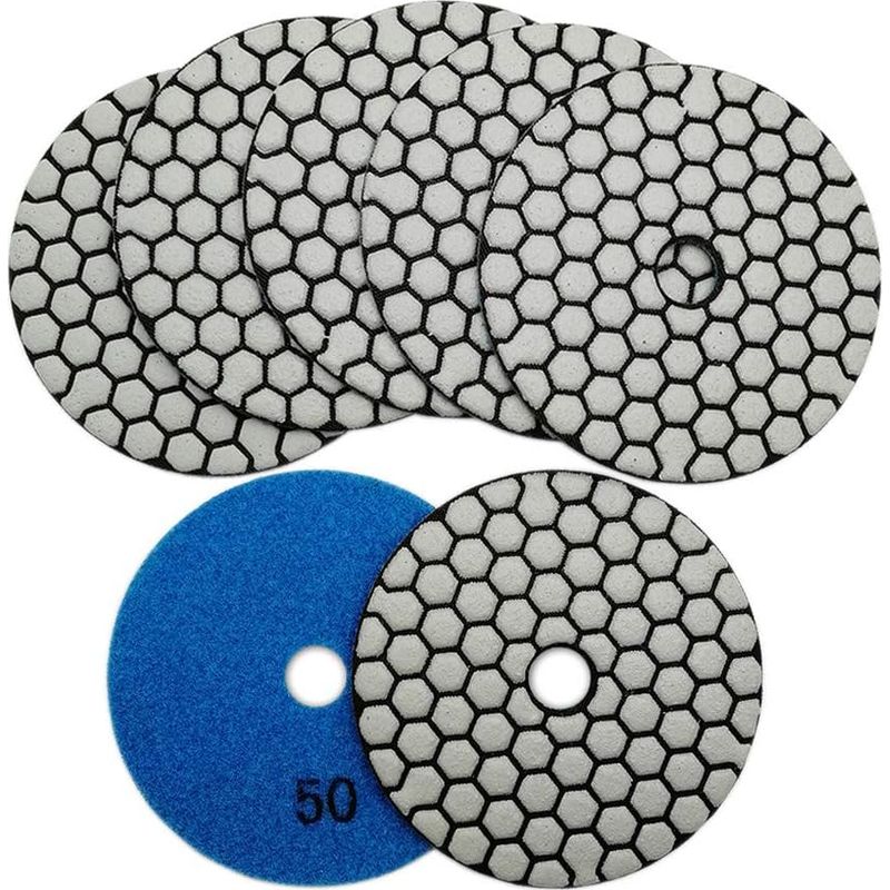 Tampons De Polissage Diamantés 100mm – Lot De 7 – Grain 50 Pour Marbre, Granite, Pierre, Béton – Polissage À Sec Haute Brillance
