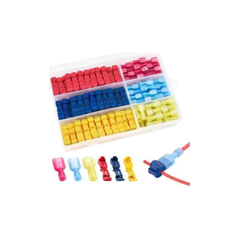 120 Pièces, Connecteur, Connecteur Electrique, Connecteur De Dérivation T-tap + Connecteur Rapide À Fiche Plate, Utilisé Pour Connecter Rapidement Des Câbles (rouge, Jaune, Bleu)