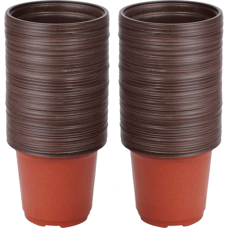 Lot De 100 Pots De Semis Ronds En Plastique Souple – 10 Cm Diamètre, 8,7 Cm Hauteur – Réutilisables Avec Drainage Pour Semis Intérieur Et Extérieur