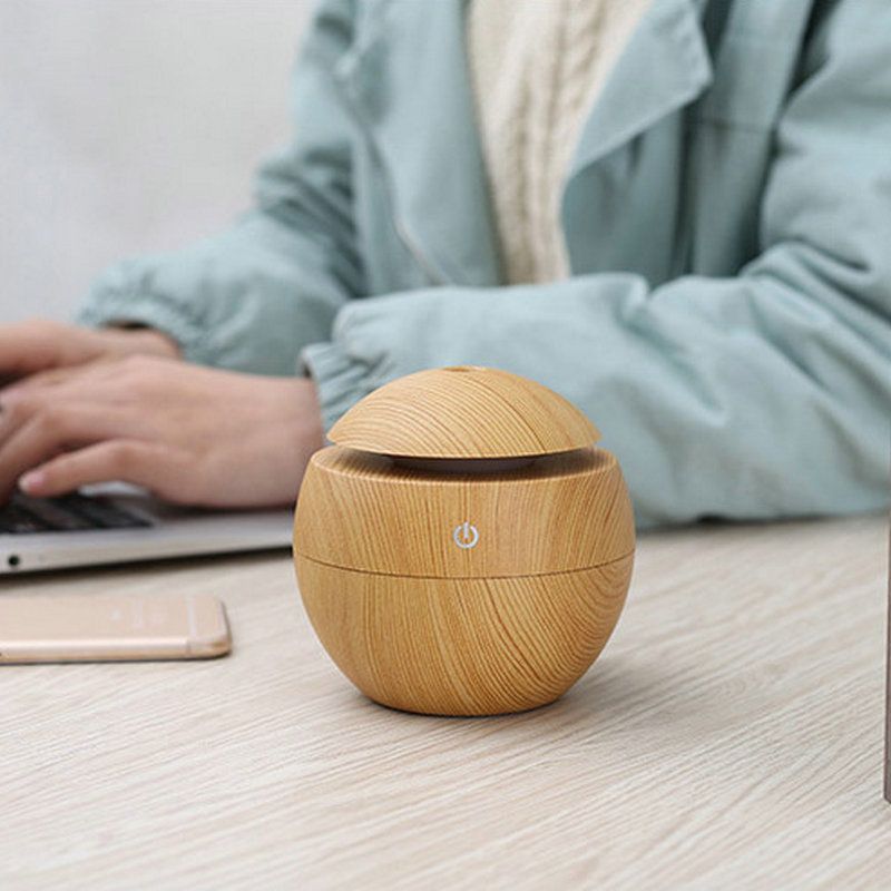 Diffuseur D'Huiles Essentielles Ultrasonique 130 Ml – Grain De Bois – Fonctionnement Silencieux À Moins De 35 Db – Pour Spa Et Bureau