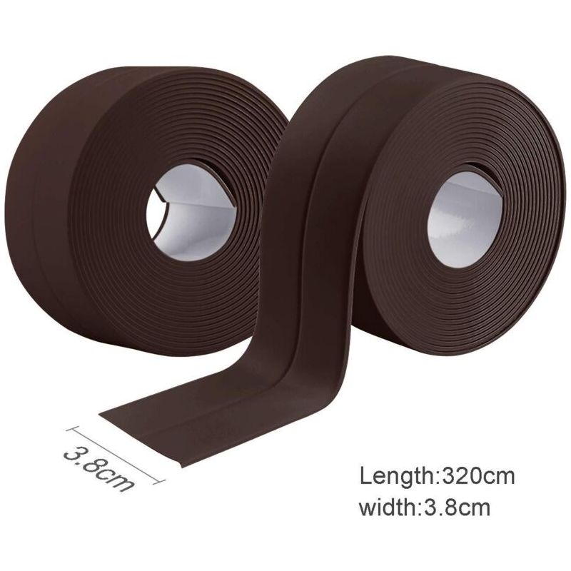 Lot De 2 Rouleaux D'Étanchéité Autocollante Imperméable – Pvc 3,8 Cm X 3,2 M – Résistant À L'Humidité Pour Salle De Bain Et Cuisine