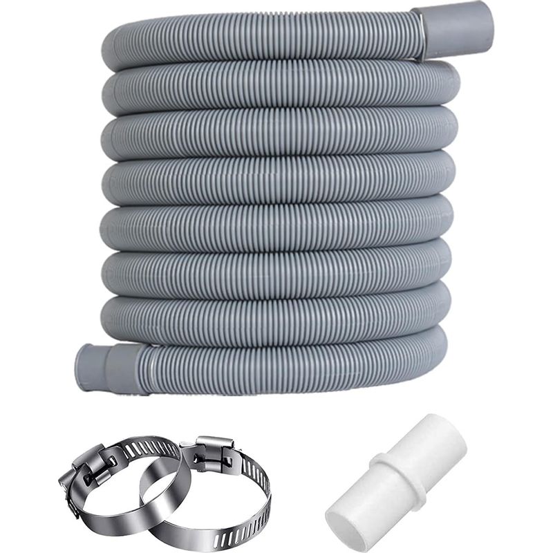 Tuyau De Vidange Flexible 2 M En Polypropylène – Collier De Serrage Inclus – Compatible Avec Machines À Laver Et Lave-vaisselle