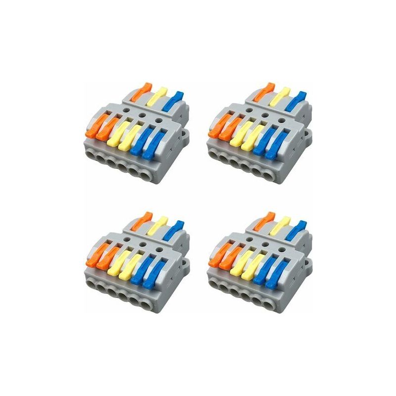 4pcs Kv436 Levier-ecrou Fil Connecteur Set, 3 En 6 Sorties Conducteur Compact Fil Connecteurs, Compact Connecteur Ressort Bornier