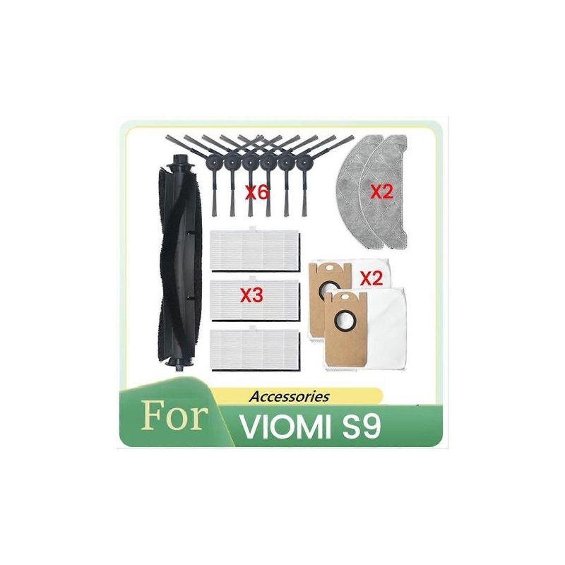 14 Accessoires Pour Aspirateur Robot Viomi S9 : Brosse Principale, Brosse Latérale, Filtre, Chiffon De Nettoyage Et Sac À Poussière.