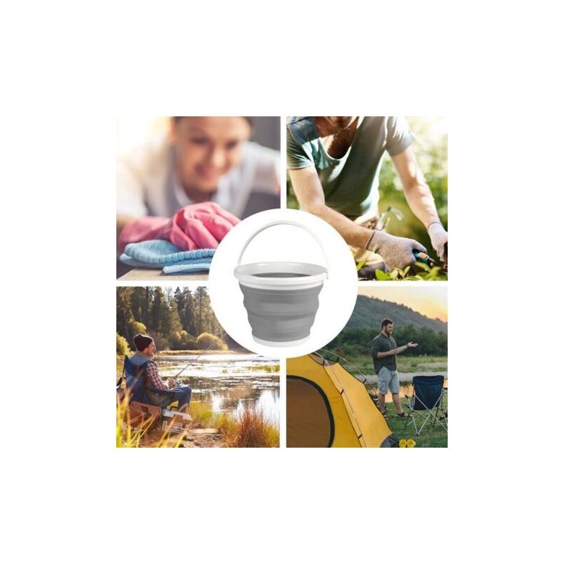 La028495gry Seau Pliable De 10 L, Design Compact Et Peu Encombrant, Utilisation À L'Intérieur Et L'Extérieur, Petite Bassine Bucket Pour Le Nettoyage Domestique, Voitures & Camping, Gris 1000 Pcs