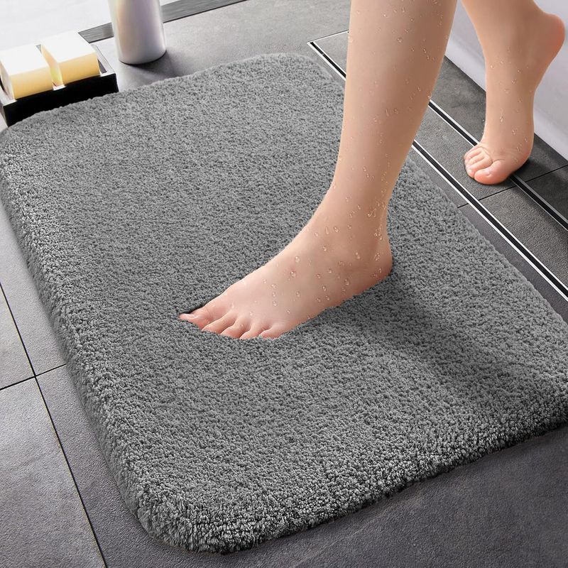 Tapis De Bain, Tapis De Bain Antidérapant 5080cm, Lavable En Machine, Tapis De Bain Super Absorbant, Tapis De Bain En Microfibre Doux Et Moelleux - Gris