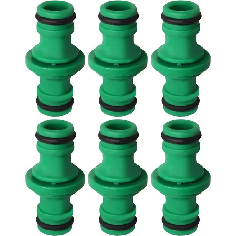 6 Pièces Double Connecteur De Tuyaux, Double Mâle Tuyau Connecteur Plastique Raccords De Tuyau Pour Rejoignez Le Tube De Tuyaux De Jardin (vert)