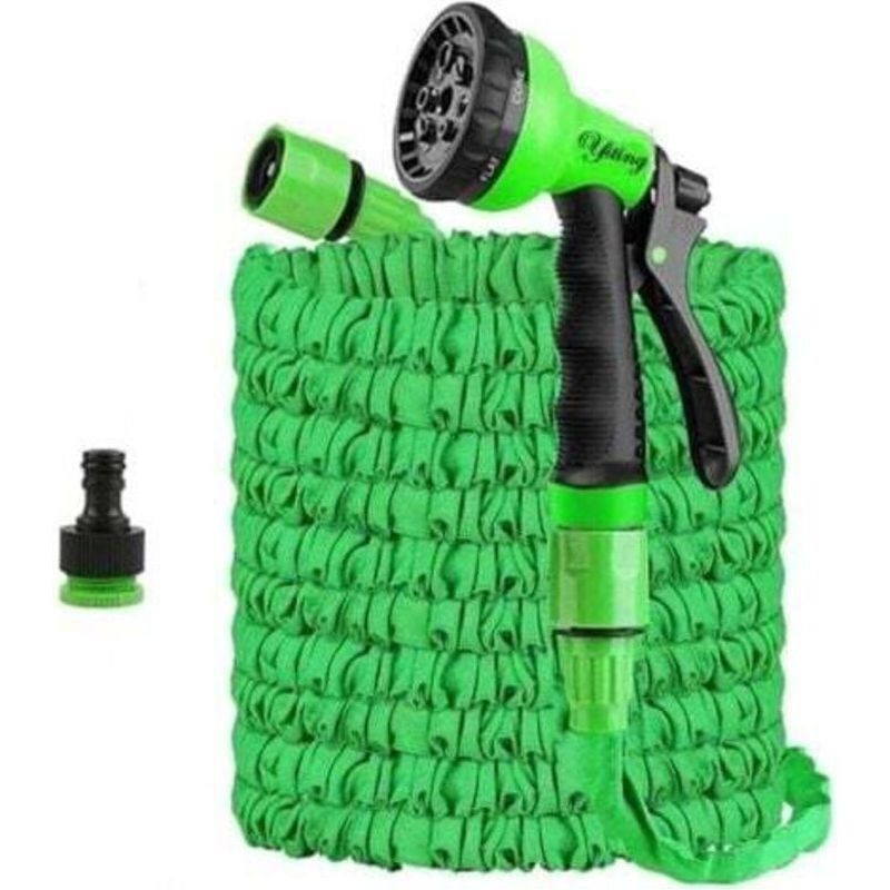 Tuyau D'arrosage Extensible (7,5 M/15 M/30 M/37,5 M/45 M/60 M) Avec 8 Jets, Raccords Adaptables 1/2" Et 3/4", Flexible D'arrosage Extensible (30 Mètres), Vert