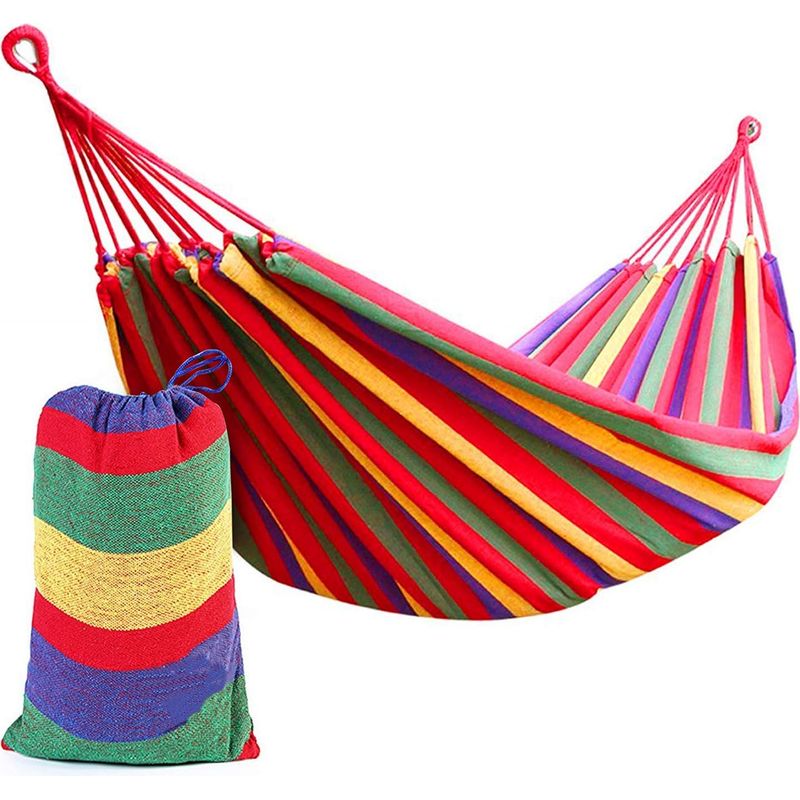 Hamac De Camping En Coton De Jardin Simple/double En Plein Air, Idéal Pour Le Camping, Les Jardins Et Les Voyages(roung,190cm150cm)