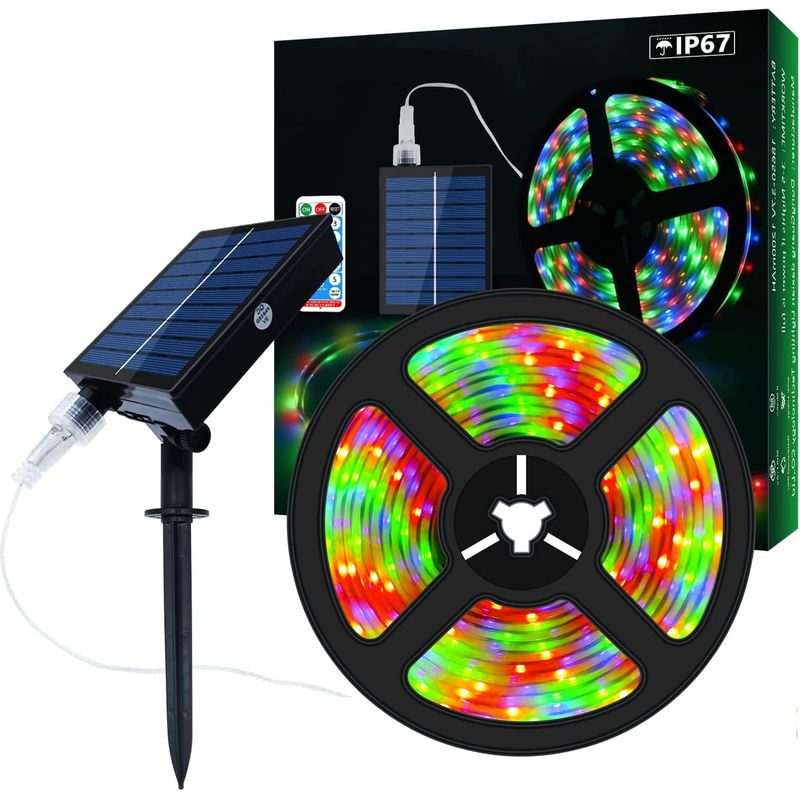 Guirlande Lumineuse Led Solaire 5m – 280 Led Rvb Avec 8 Modes – Étanche Ip67 Pour Décoration Jardin, Piscine, Arbres