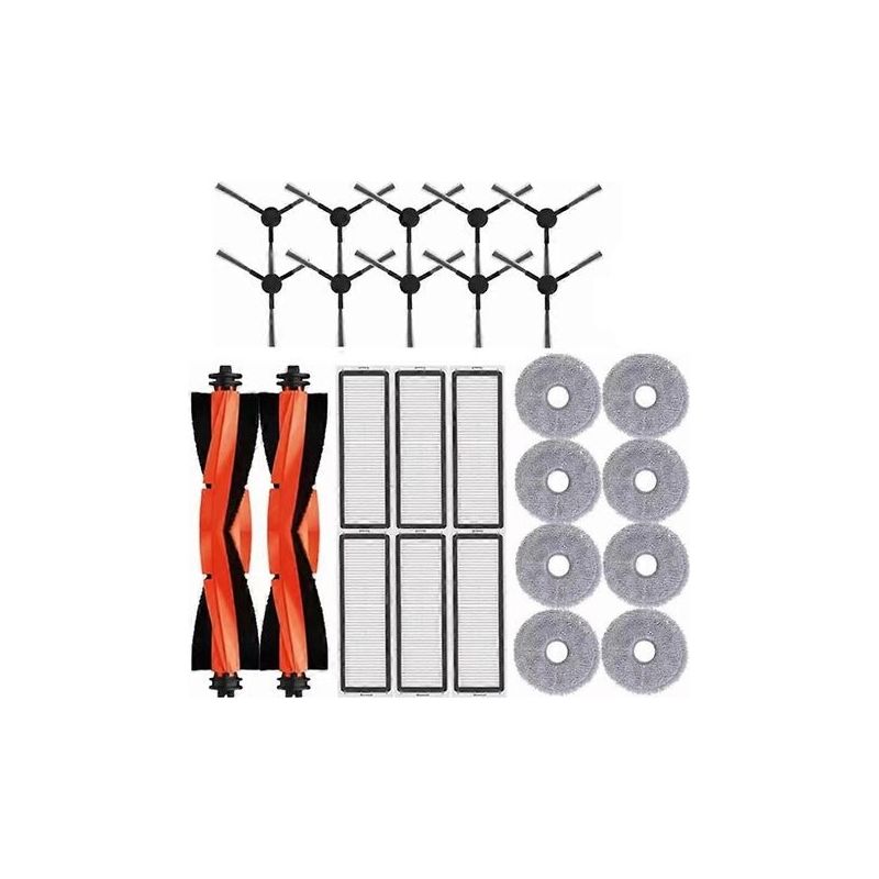 Lot De 26 Pièces Pour Aspirateur Robot Xiaomi S20+ / S10 Plus / B108gl / B105 / B108cn / B113cn : Brosse Principale, Filtre Et Serpillière.