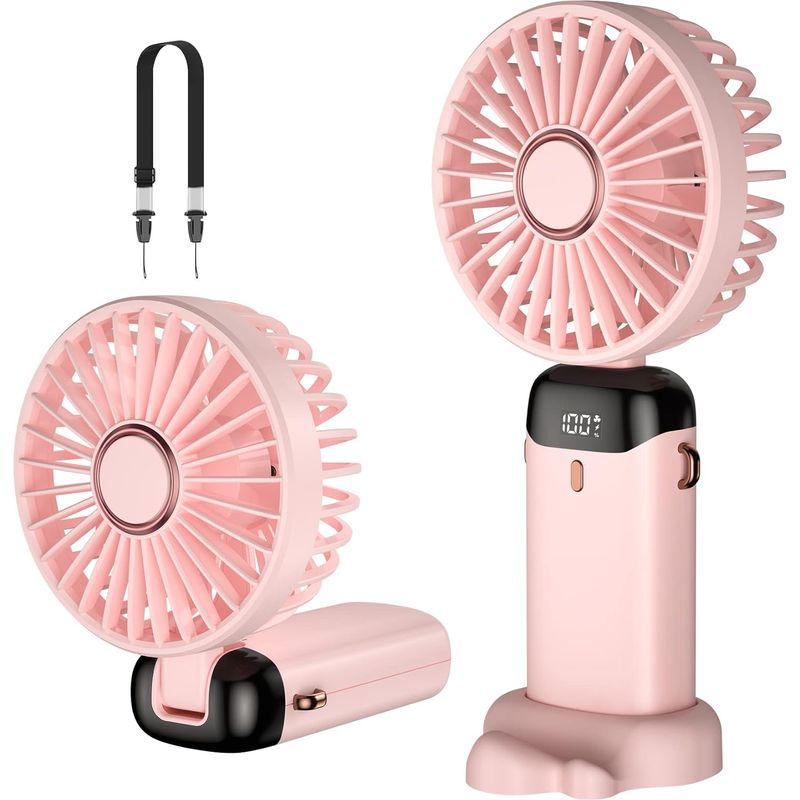 Ventilateur Portatif, Mini Ventilateur Portable Rechargeable Par Usb, Petit Ventilateur De Poche 5 Vitesses Avec Base, Batterie 4000 Mah Ventilateur De Bureau Pliable Pour Bureau, Extérieur