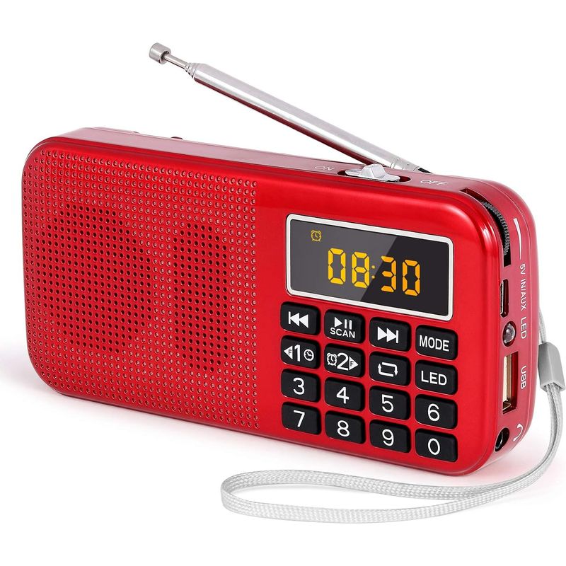 Radio Portable Fm Avec Batterie 3000mah – Écoute 30h – Compatible Mp3/sd/usb/aux – Lampe De Poche Intégrée – Transport Facile