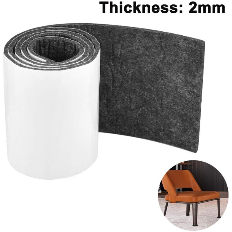 10x100cmx 2mm Ruban De Feutre Auto-adhésif, Patin Feutre, Patins Feutres Pour Meubles, Planeurs De Sol Protection Du Sol Pour Carreaux Stratifiés Escaliers Meubles Parquet,noir