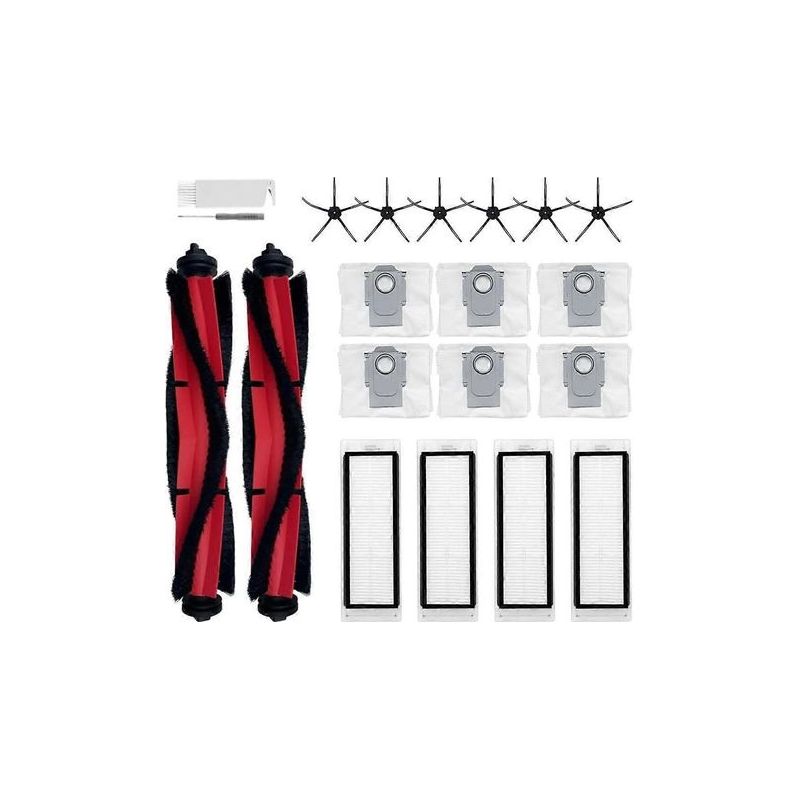 Kit De 20 Accessoires De Rechange Pour Aspirateur Robot Roborock Q5 : Brosses Latérales Principales, Filtres Hepa Et Sacs À Poussière.
