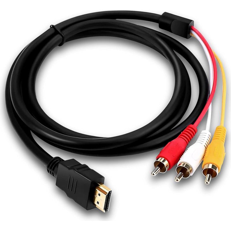 Câble Hdmi Vers Rca 1080p – Adaptateur Audio Vidéo 1,5 M – Fiche Plaquée Or Pour Connexion Hd – Compatible Tv Et Décodeur