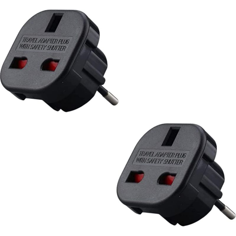 Lot De 2 Adaptateurs Prise Anglaise Vers France – Type G Vers Type C – Léger Et Compact – Protection Contre Surtensions
