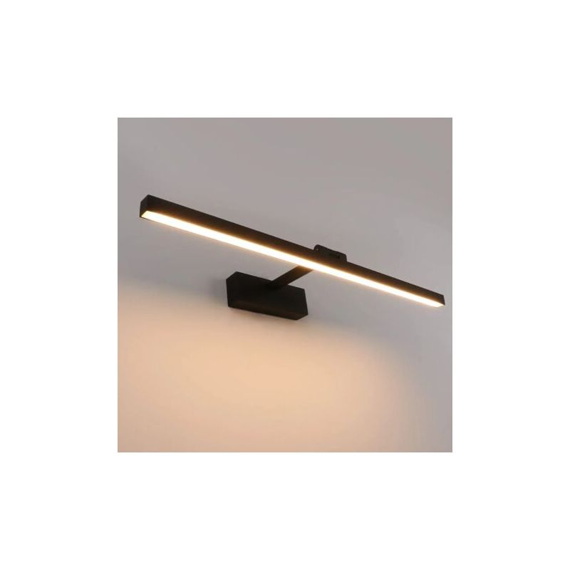 Lampe Miroir Led Salle De Bain 50cm – 12w – Ip44 Étanche – Lumière Blanc Chaud 3000k – Applique Murale Rotative 180° – Noir