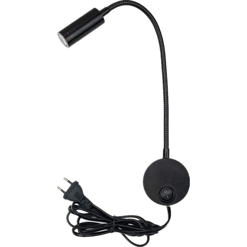3w Plug Wired Flexible Gooseneck Wall Applique Lampe De Lecture Art Works Afficher Accent Light Wall Mount Spot Lamp Fixture Avec Interrupteur Marche/arrêt (noir-blanc Chaud) 1000 Pcs