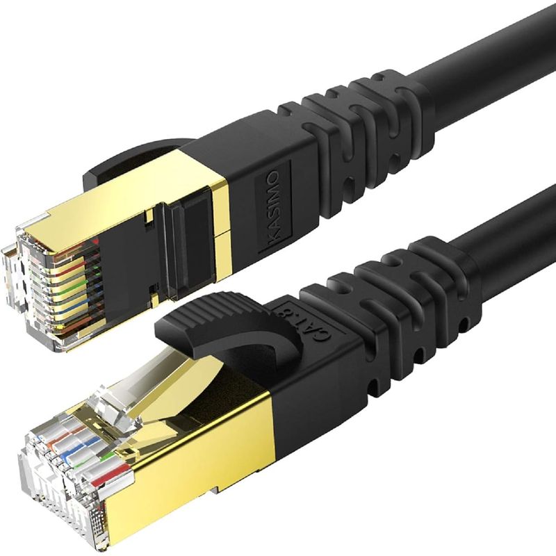 Câble Ethernet Cat 8 2m – Vitesse 40 Go/s – Bande Passante 2000 Mhz – Connecteurs Rj45 Plaqués Or – Gaine Pvc Haute Qualité