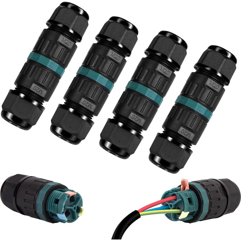 Boite De Derivation Ip68 Etanche - Lot De 4 Connecteur Électrique Éxterieur 2 Voies, Boîte De Jonction Câblage Externe Domino Etanche Pour Ø9-12 Mm Câbles De Terre