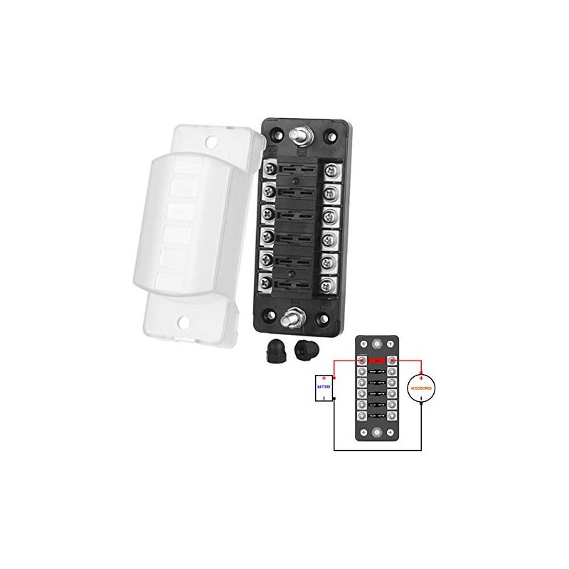 Boîtier Fusible 12v 6 Voies Pour Ato/atc 1-20a – Tension 32v – Matériau Pbt – Connecteurs À Vis M5 – Installation Rapide Par Vis Autoforeuses
