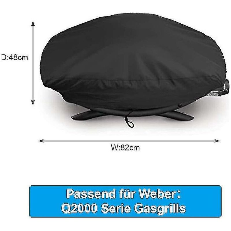 Housse Pour Grill Weber Q2000/q2200 – Dimensions 82 X 48 X 32 Cm – Vinyle Durable Et Étanche – Protection Uv Renforcée