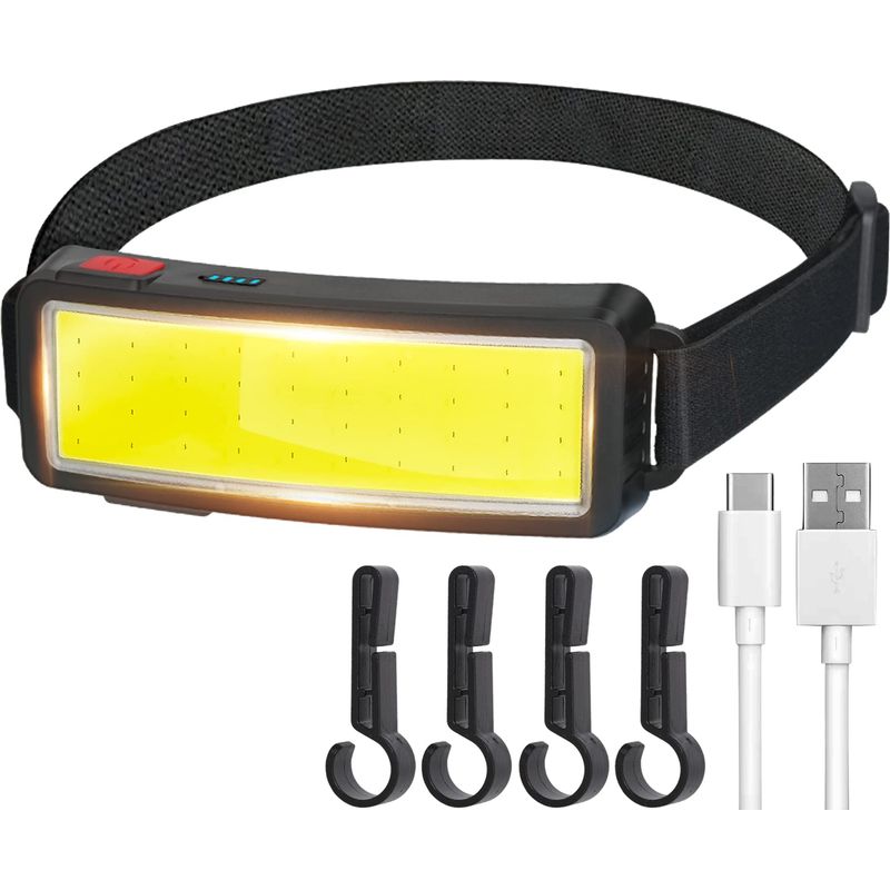 Lampe Frontale Led Cob, Torche Frontale Usb Rechargeable Puissante, Étanche Phare 2000 Lumens, Lampe De Travail Pour Casque, Pour Le Camping, Entretien Et Construction De Voiture