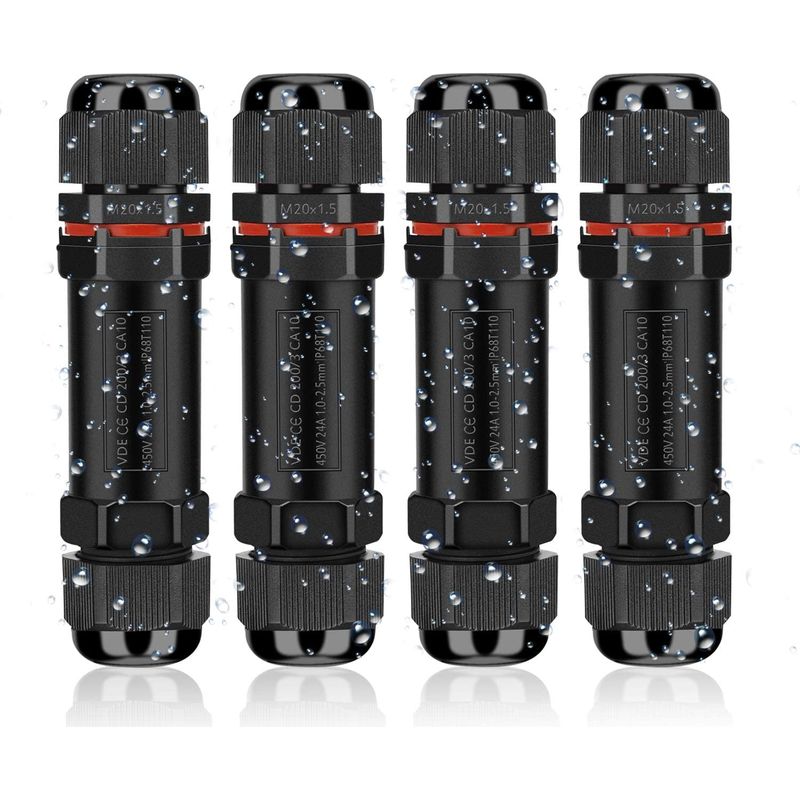 Raccord Électrique Étanche Ip68 – Connecteur De Câble Pour Extérieur 3 Fils – Boîte De Dérivation Pour Câble Ø 4-12 Mm – Lot De 4