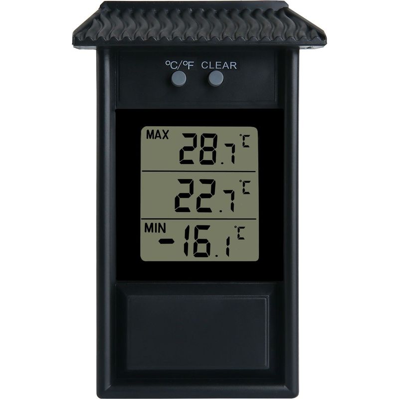 Thermomètre De Serre, Moniteur De Thermomètre Numérique À Effet De Serre Numérique Min Étanche Résolution De 0,1 ° C, Plage De Température De -20 À 50 ° C, Alimenté Par Batterie Murale (noir)