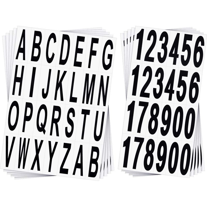 10 Feuilles Autocollants De Numéros Lettres De Boîte À Lettres Autocollants De Numéro Alphabet Noirs En Vinyle Pour Maison Appartement Adresse Fenêtre Porte Voiture Camion