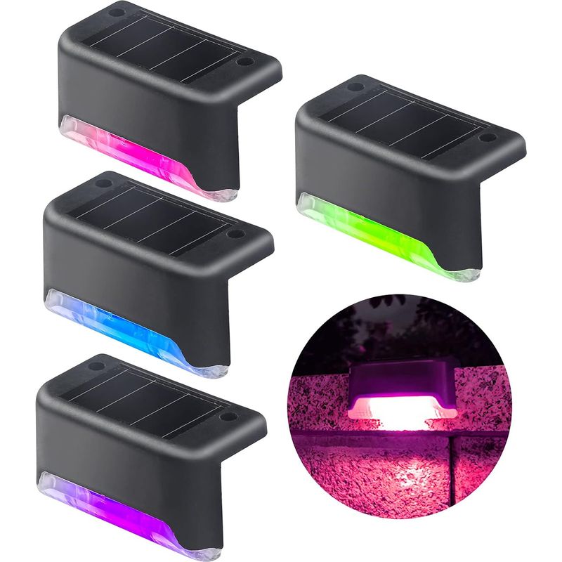 Clôture Lampes Solaires, 4 Pack Led Lumières Solaires À Capteur De Couleur, Lumières De Décoration De Piscine, Lumières De Marche, Lumières De Cour