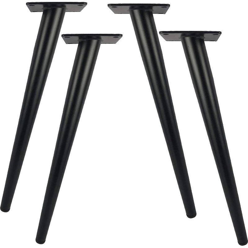 Lot De 4 Pieds De Table En Métal Noir 30 Cm – Capacité 800 Kg – Design Conique Moderne – Vis De Montage Inclus