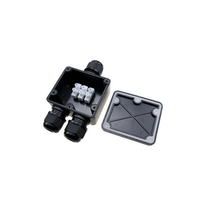 Boîte De Jonction Étanche Ip68 – 2 Pièces – 3 Voies Pour Câbles Ø5mm-9mm – Plastique Pc Et Silicone – Installation Facile En Extérieur