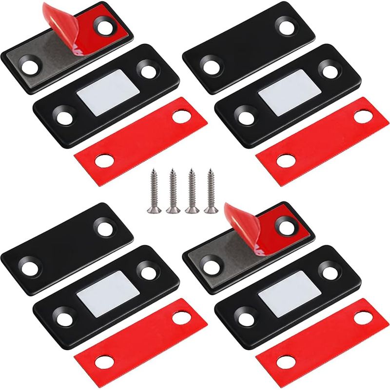 Aimant De Porte Magnétique 4 Pièces Ultra Mince Loquets Magnétiques En Acier Inoxydable Pour Porte Coulissante De Placard, De Cuisine, Armoire, Tiroir Et Des Meubles, Etc, Noir 1000 Pcs
