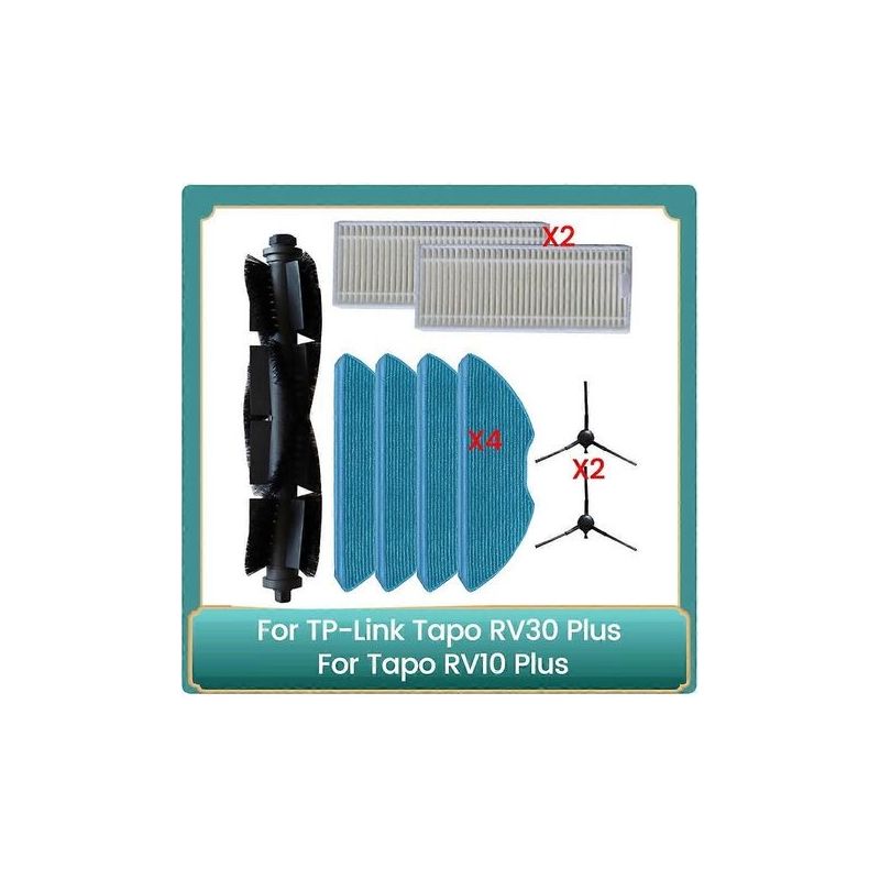 Pièces : Brosse Principale, Brosse Latérale, Filtres Hepa Et Chiffon De Nettoyage Pour Aspirateur Tp-link Tapo Rv30 Plus / Tapo Rv10 Plus. Pièces Détachées Pour Aspirateur Tp-link Tapo Rv30 Plus / Tap